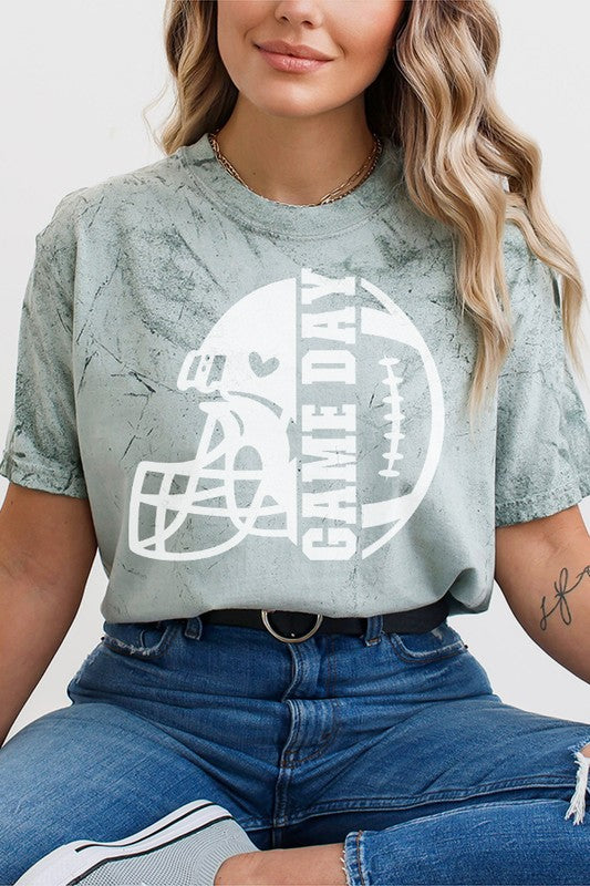 Game Day Heart Helmet Color Burst Tee Cali Boutique