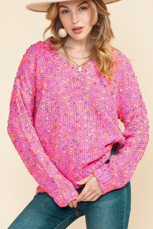 Mixed Color Chunky Knit Sweater SHEWIN INC.