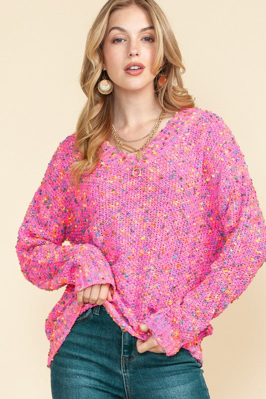 Mixed Color Chunky Knit Sweater SHEWIN INC.