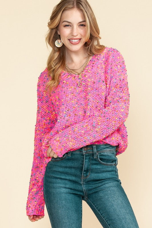 Mixed Color Chunky Knit Sweater SHEWIN INC.