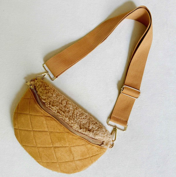 Fuzzy And Quilted Luxe Sling Bag Ellison and Young