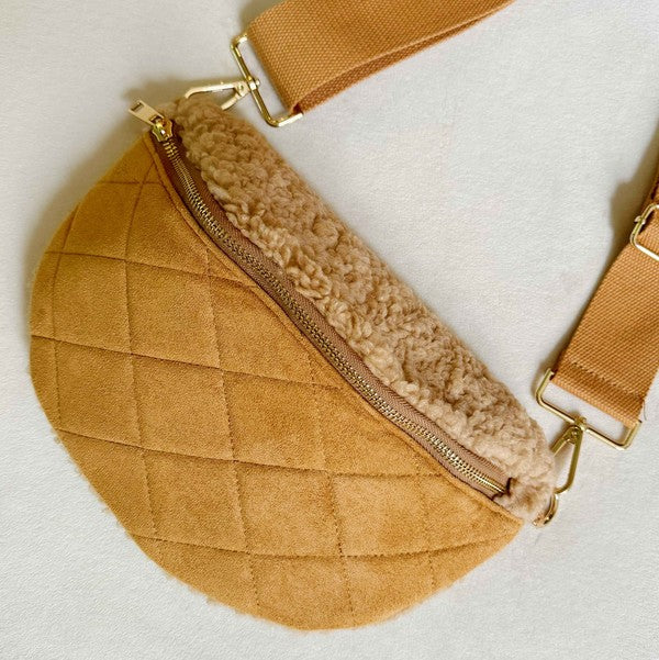 Fuzzy And Quilted Luxe Sling Bag Ellison and Young