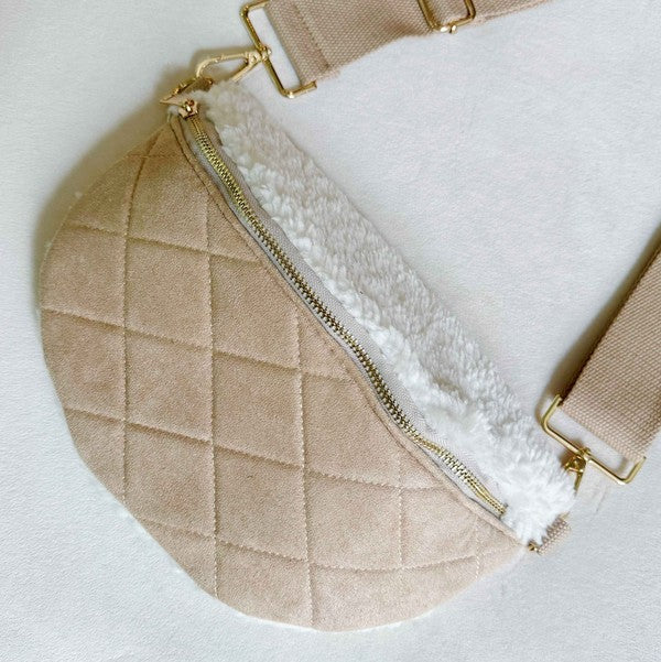 Fuzzy And Quilted Luxe Sling Bag Ellison and Young