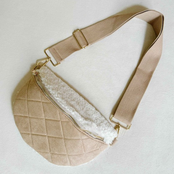 Fuzzy And Quilted Luxe Sling Bag Ellison and Young