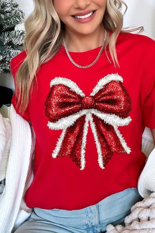 Christmas Santa Bow Graphic Tee Color Bear