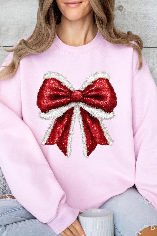 Christmas Santa Bow Graphic Fleece Sweatshirts Color Bear