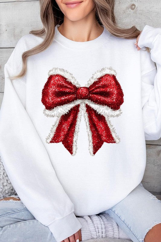 Christmas Santa Bow Graphic Fleece Sweatshirts Color Bear