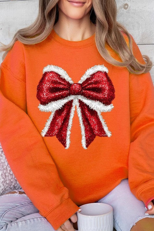 Christmas Santa Bow Graphic Fleece Sweatshirts Color Bear