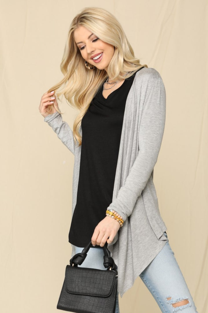 Soft Serenity Knit Cardigan in Grey Trendsi