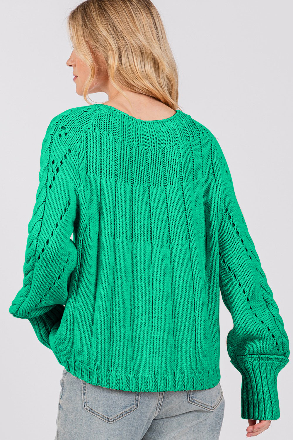 SAGE + FIG Cable-Knit Long Sleeve Sweater Trendsi