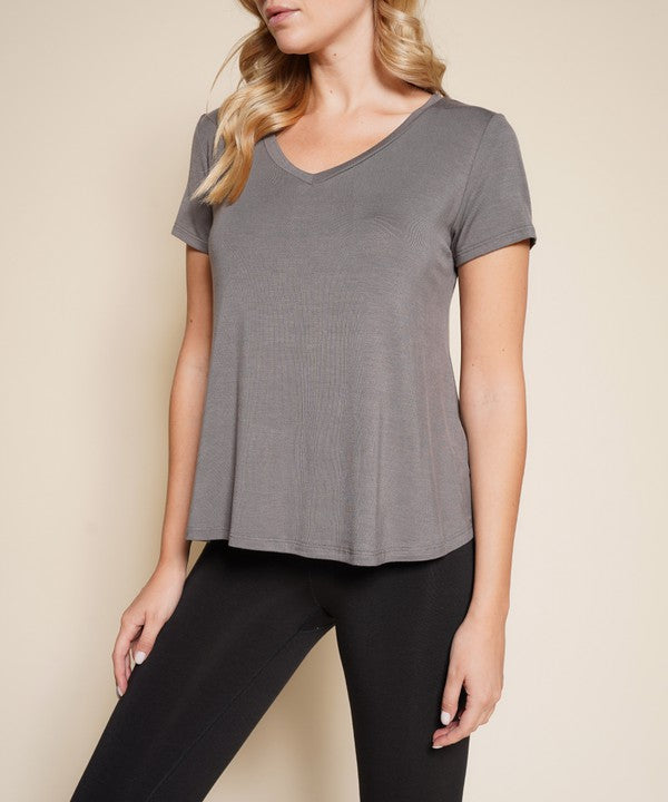 Bamboo Classic V-Neck Top Fabina