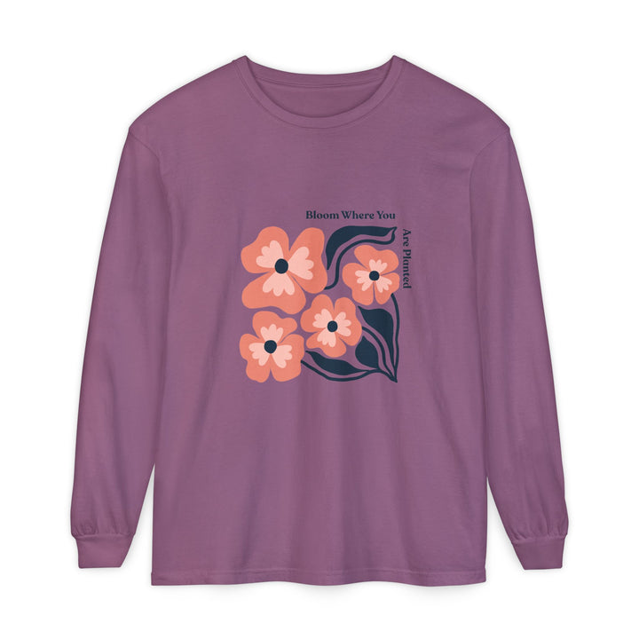 Long Sleeve T-Shirt - Bold Flower 'Bloom where you are planted'