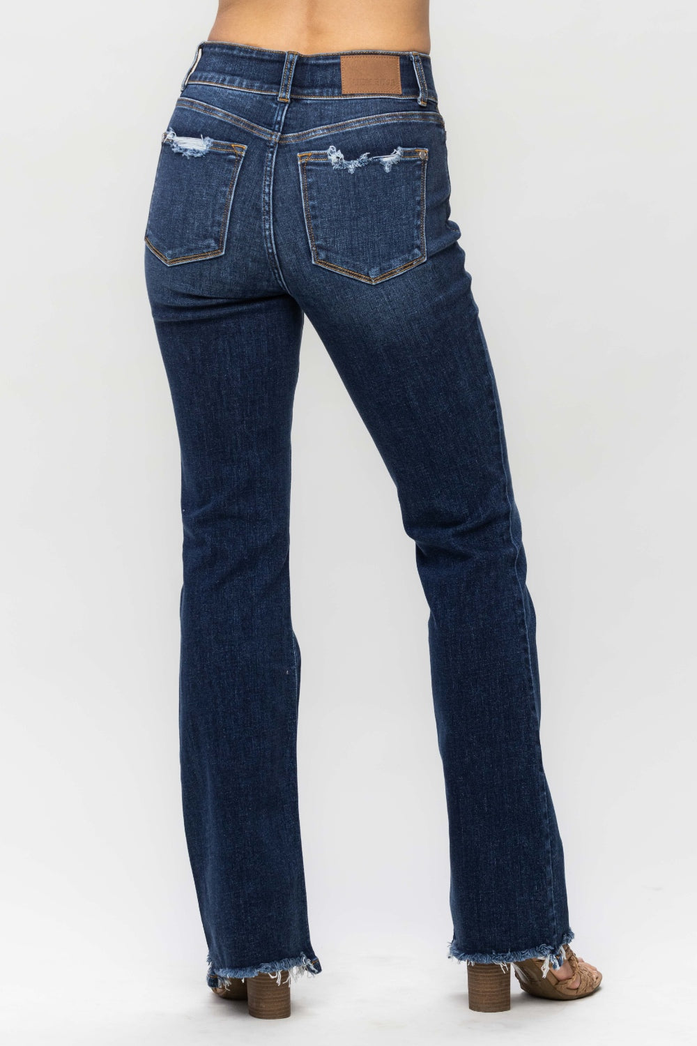 Judy Blue Frayed Hem Bootcut Jeans Trendsi