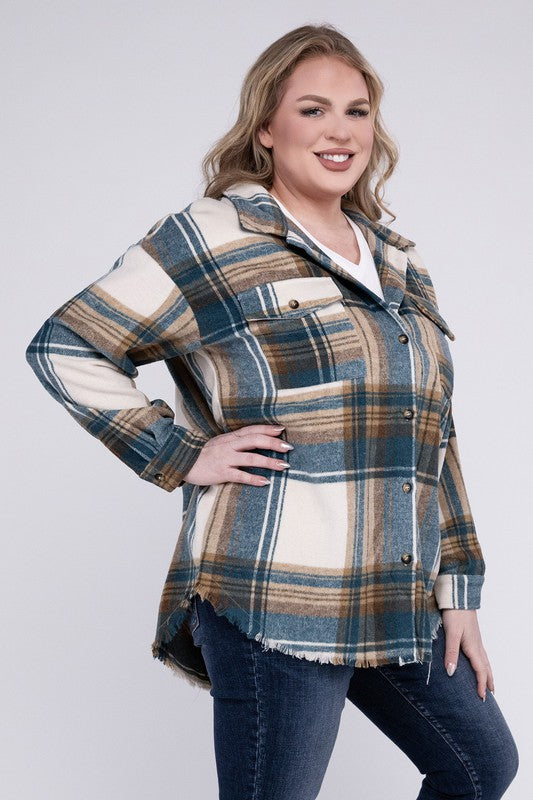 Yarn Dyed Plaid Shirt Jacket Blue B