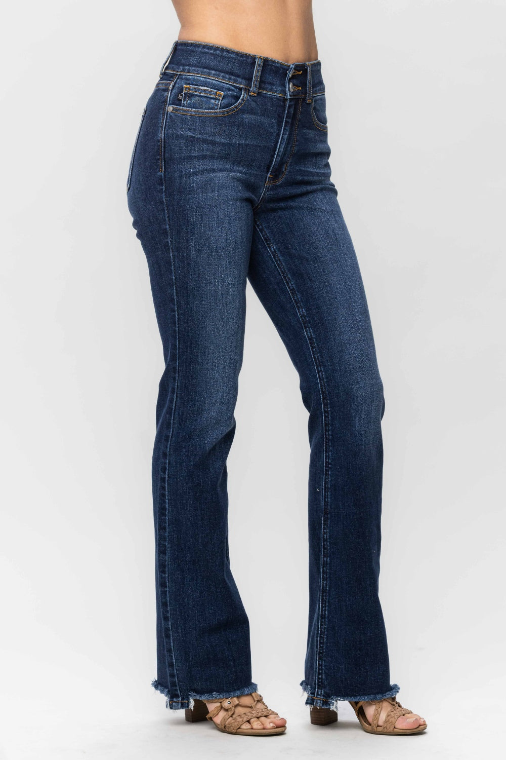 Judy Blue Frayed Hem Bootcut Jeans Trendsi