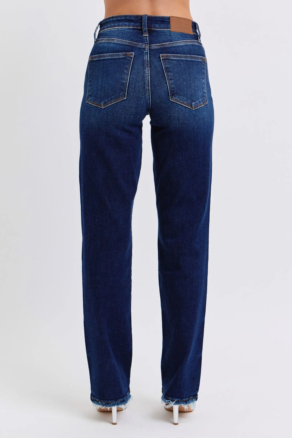 Judy Blue Full Size Raw Hem Straight Leg Jeans Trendsi