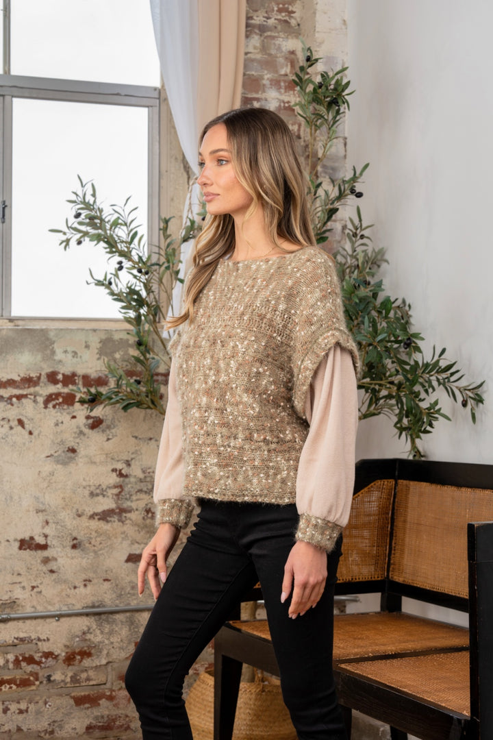 Fuzzy Warmth Long Sleeve Knit Top Trendsi