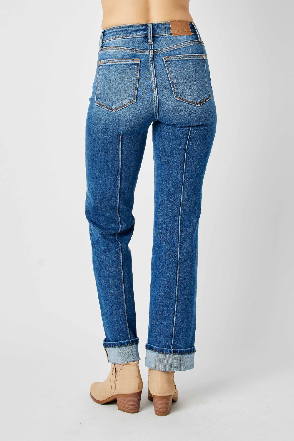 Judy Blue Full Size High Waist Front Seam Detail Straight Jeans Trendsi