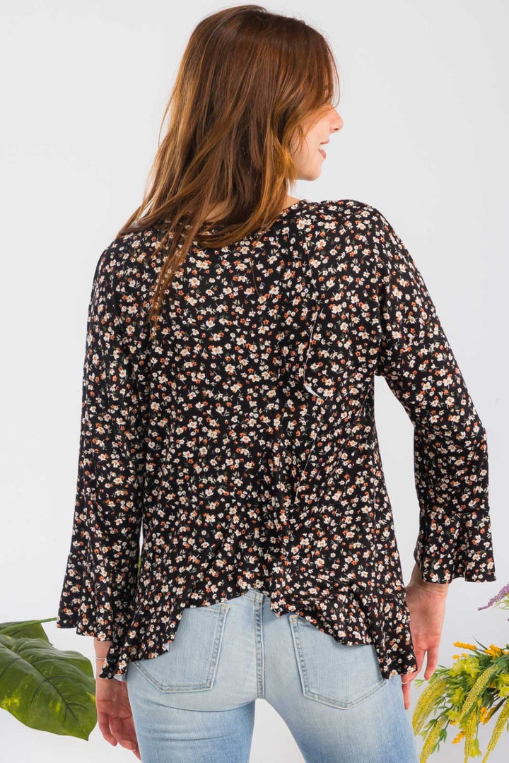 Midnight Garden Long Sleeve Top Trendsi