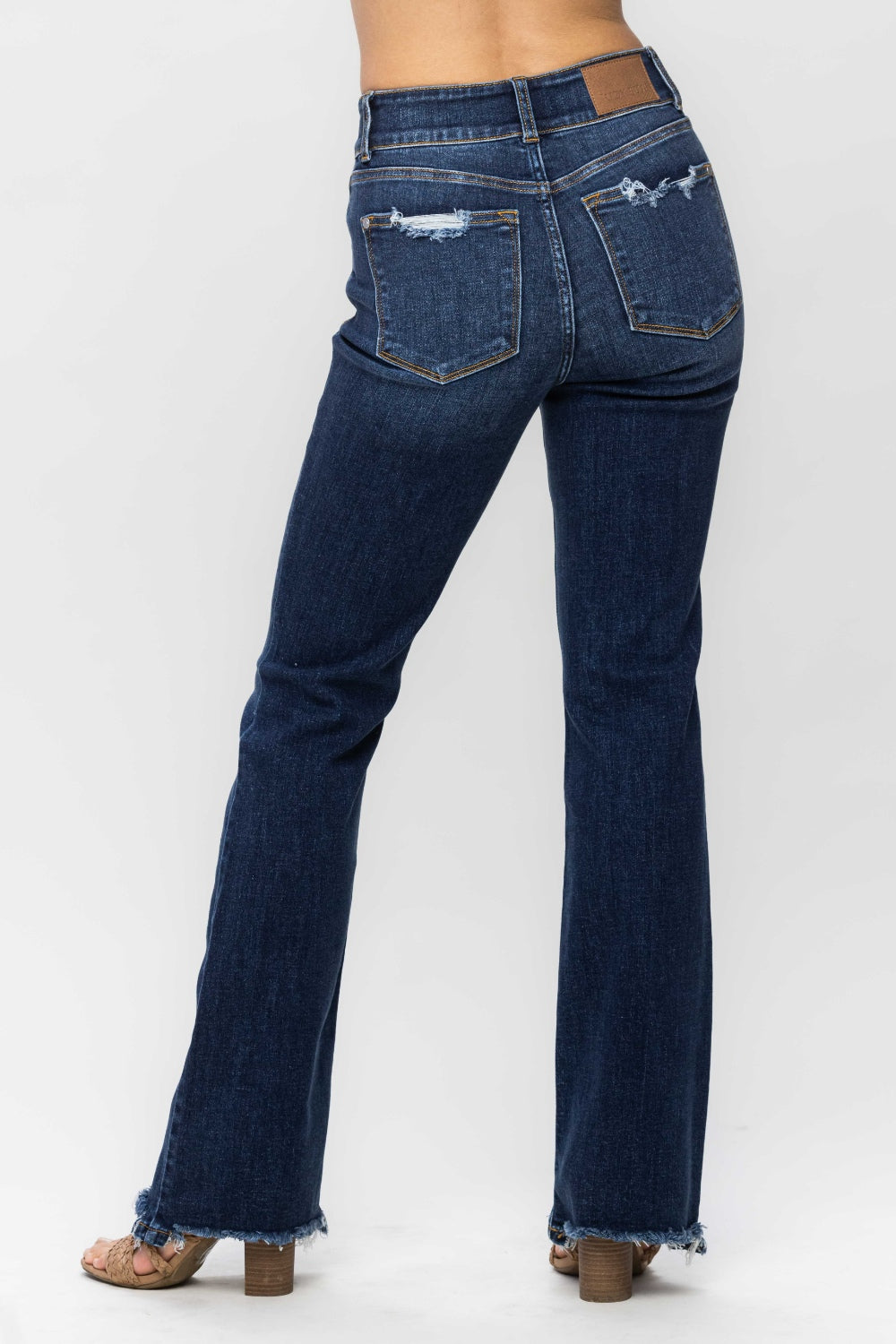 Judy Blue Frayed Hem Bootcut Jeans Trendsi