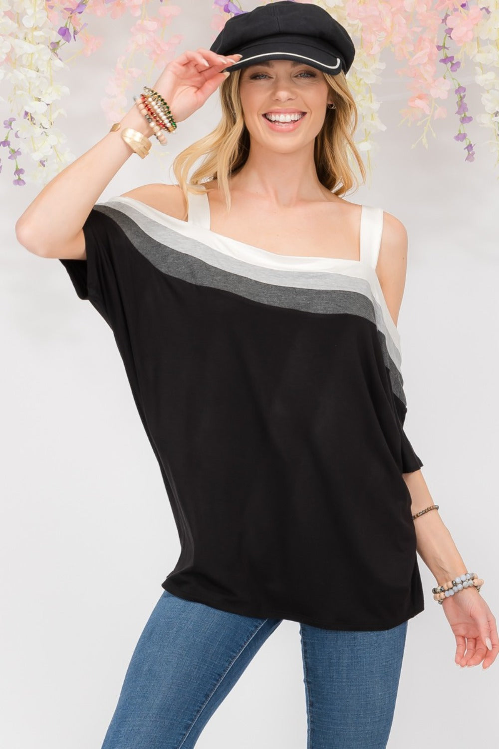 Big Flirt Cold Shoulder Top Trendsi