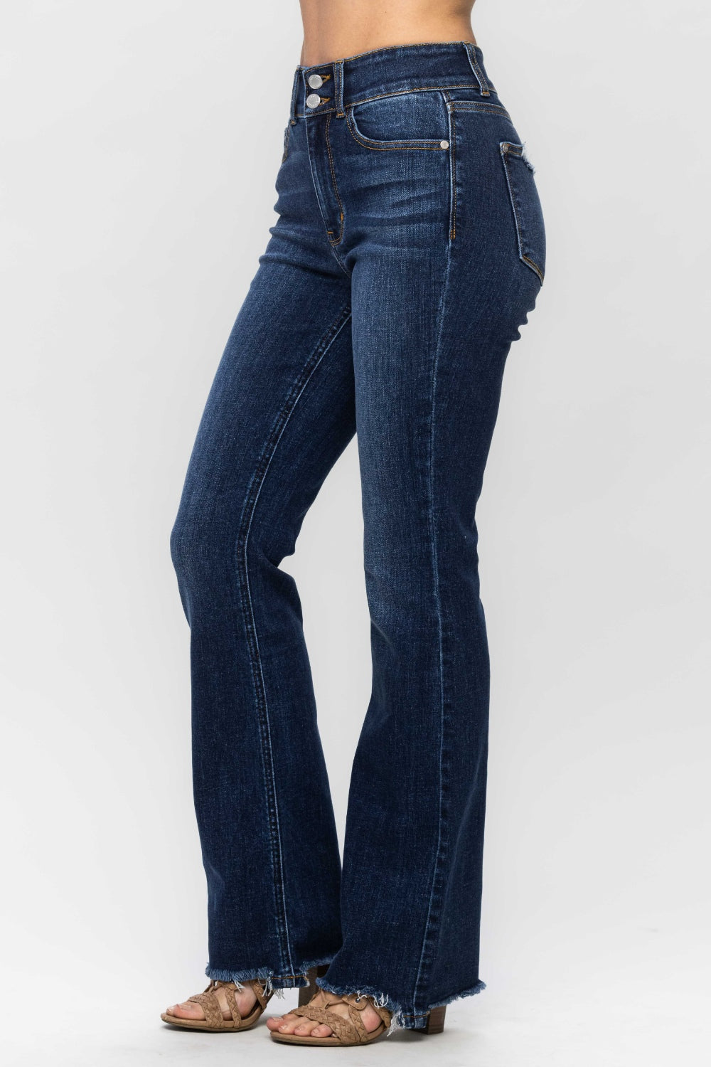 Judy Blue Frayed Hem Bootcut Jeans Trendsi