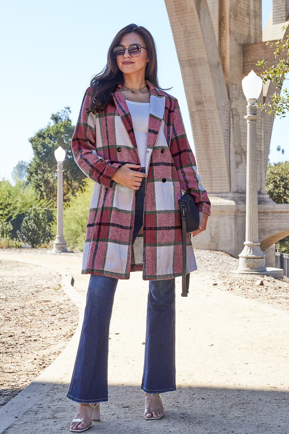 Falling In Love Plaid Jacket Trendsi