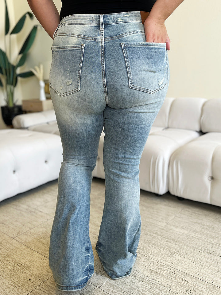 Judy Blue Full Size Mid Rise Flare Jeans Trendsi