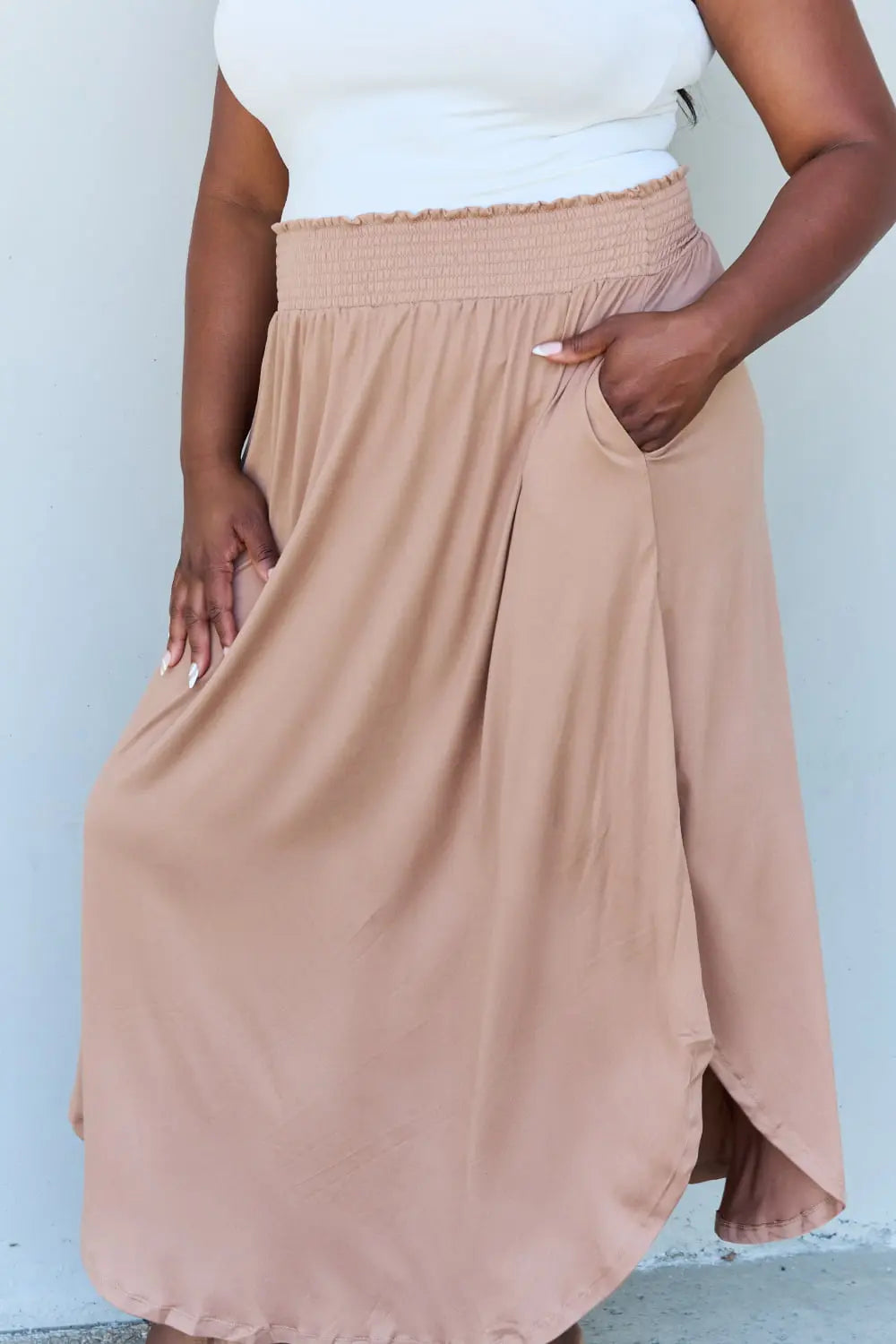 Doublju Princess Maxi Skirt in Tan Trendsi