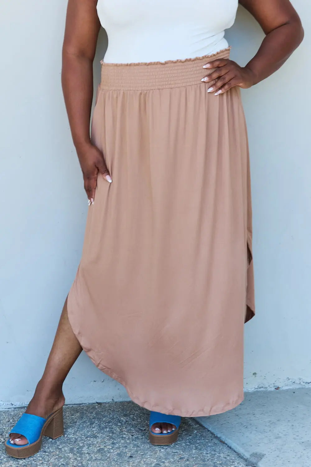 Doublju Princess Maxi Skirt in Tan Trendsi