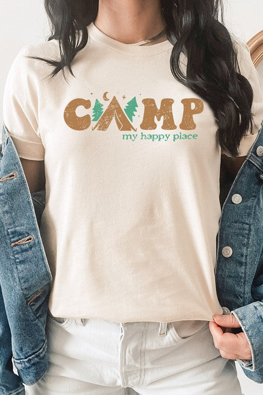 Camp My Happy Place Summer Camping Graphic Tee Kissed Apparel