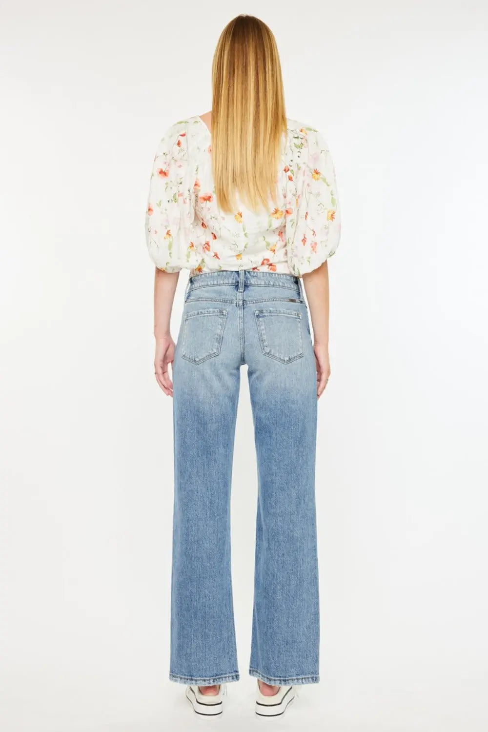 Kancan Mid Rise Frayed Hem Straight Jeans Trendsi