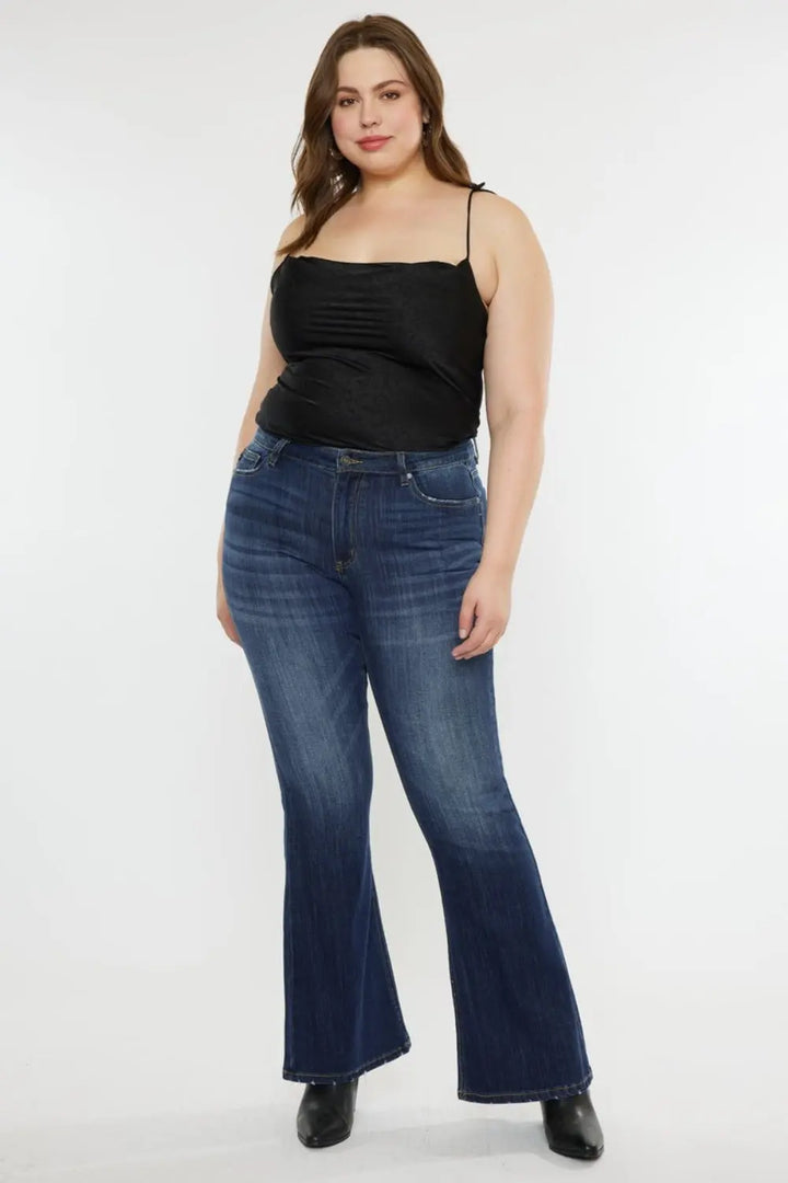 Kancan Full Size Mid Rise Slim Flare Jeans Trendsi