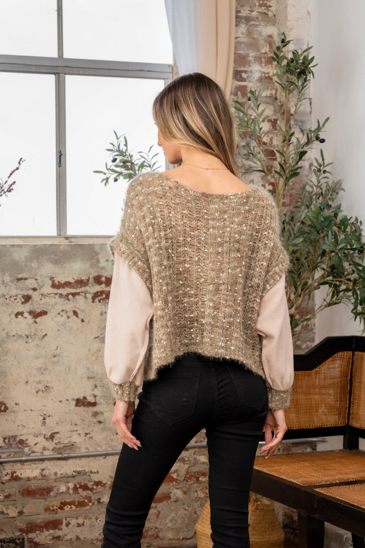 Fuzzy Warmth Long Sleeve Knit Top Trendsi