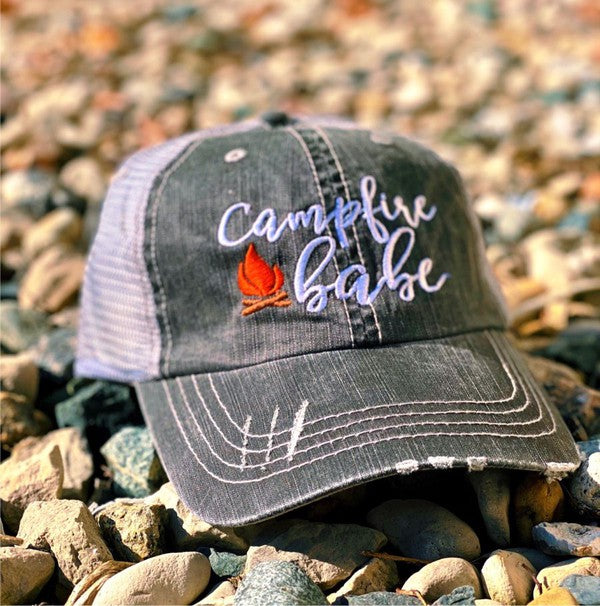 Campfire Babe Embroidered Trucker Hat Ocean and 7th