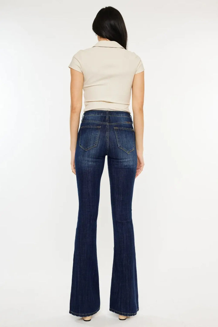 Kancan Full Size Mid Rise Slim Flare Jeans Trendsi