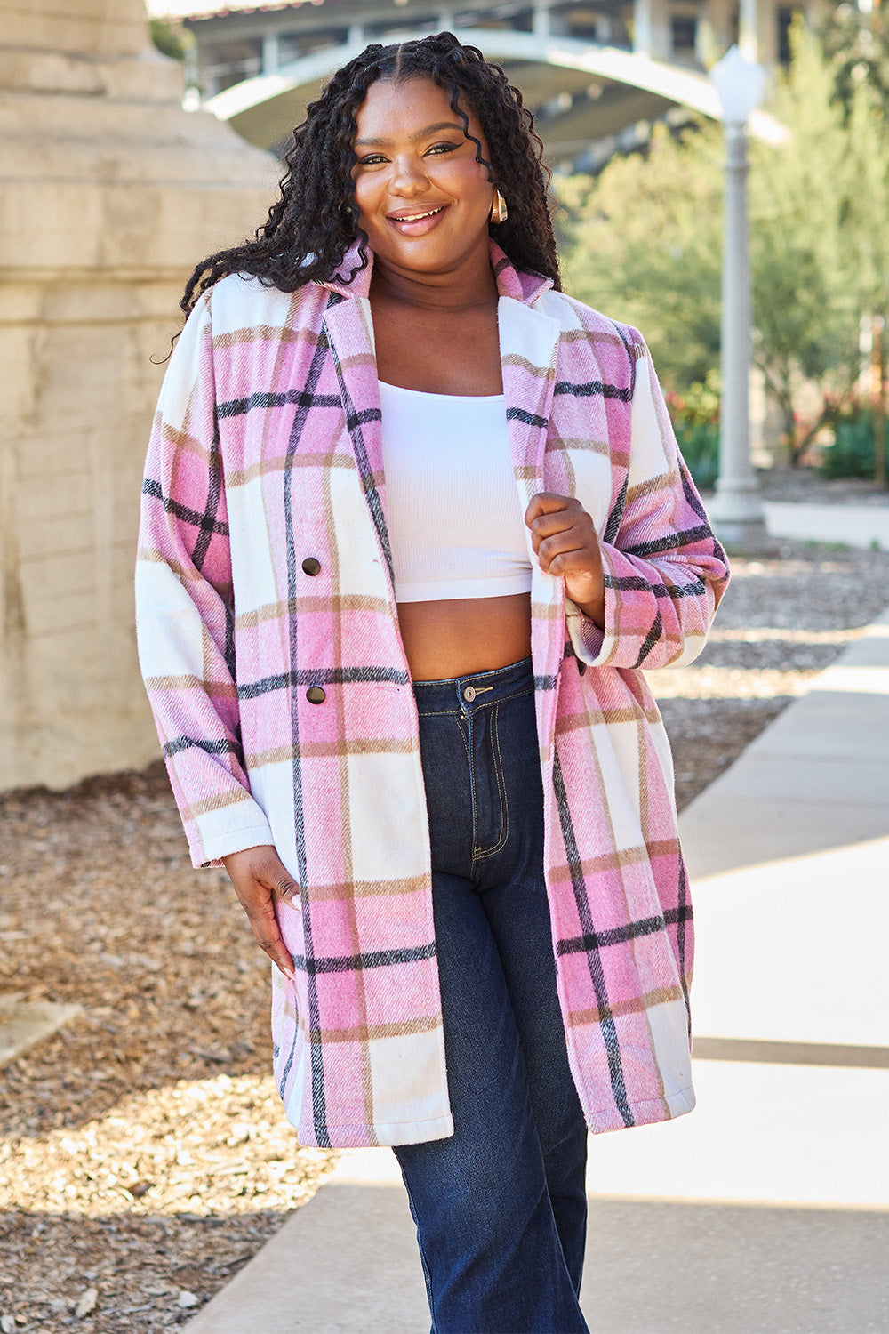 Falling In Love Plaid Jacket Trendsi