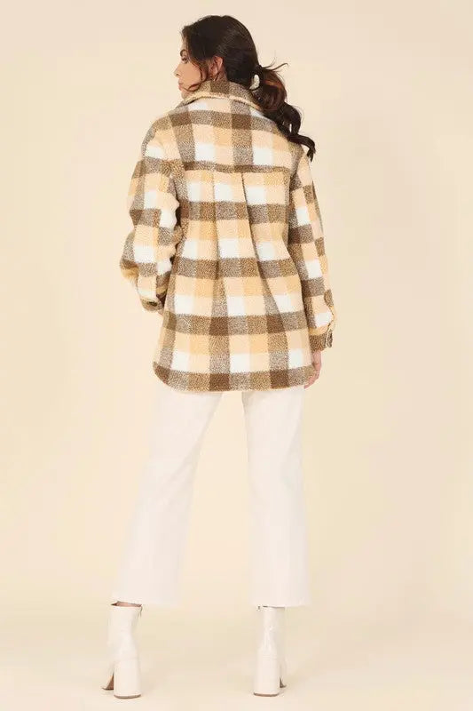 Plaid sherpa jacket with pockets Lilou