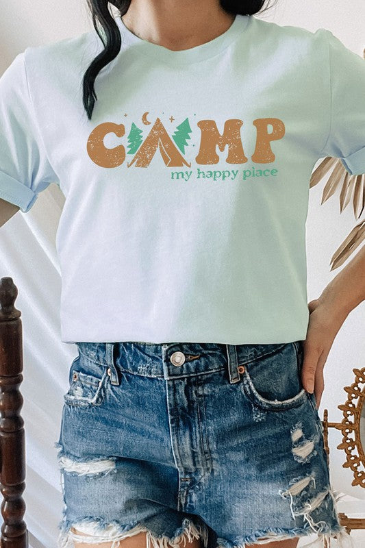 Camp My Happy Place Summer Camping Graphic Tee Kissed Apparel