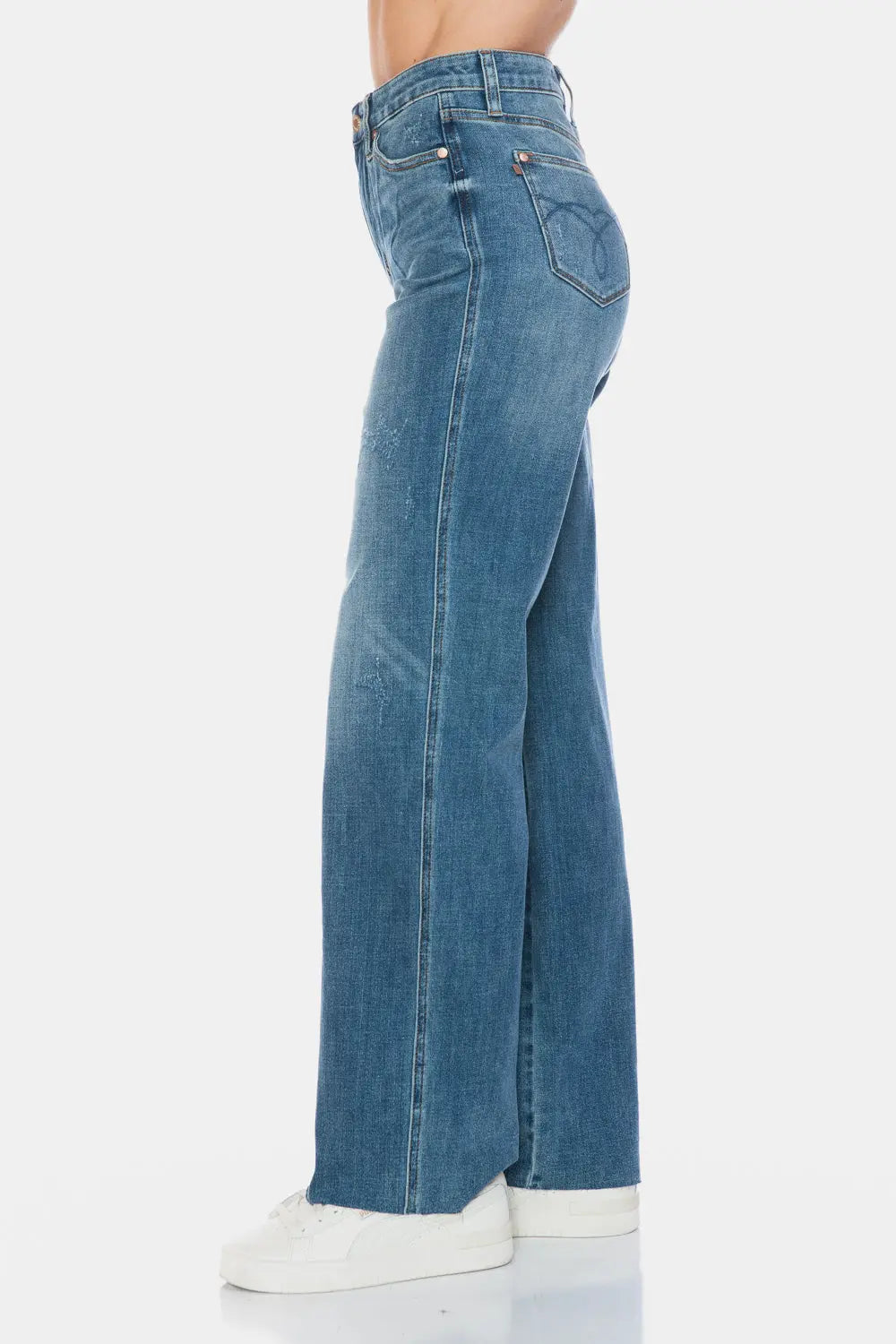 Judy Blue Full Size Tummy Control Cut Raw Hem Straight Jeans Trendsi