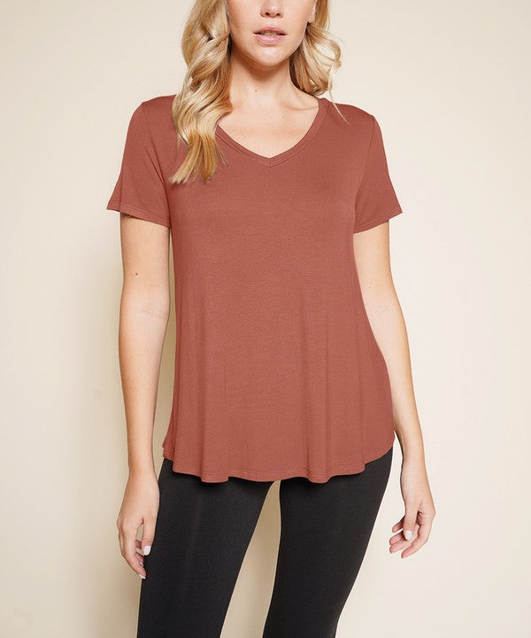 Bamboo Classic V-Neck Top Fabina