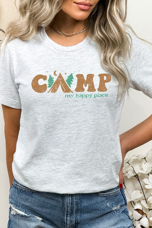 Camp My Happy Place Summer Camping Graphic Tee Kissed Apparel