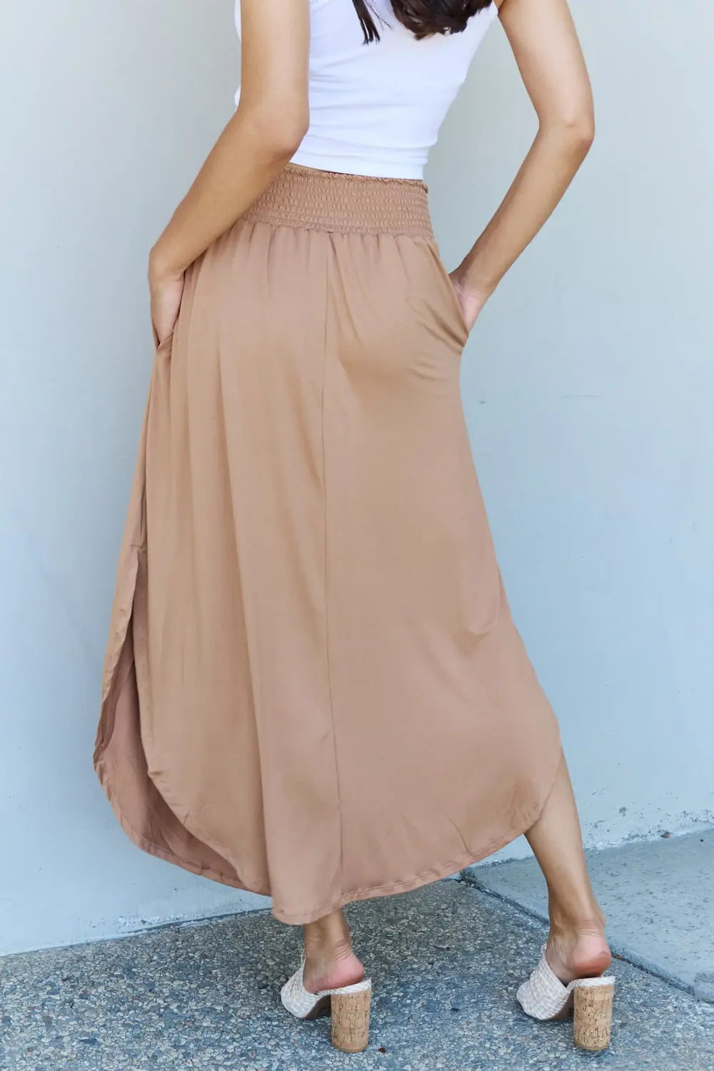 Doublju Princess Maxi Skirt in Tan Trendsi