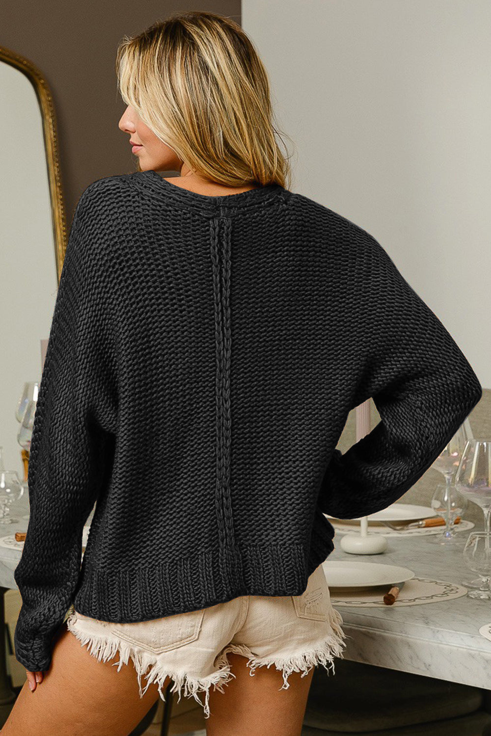 City's Edge Cable Knit Sweater Trendsi