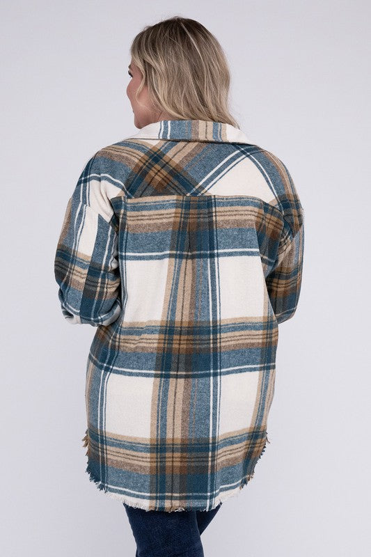 Yarn Dyed Plaid Shirt Jacket Blue B