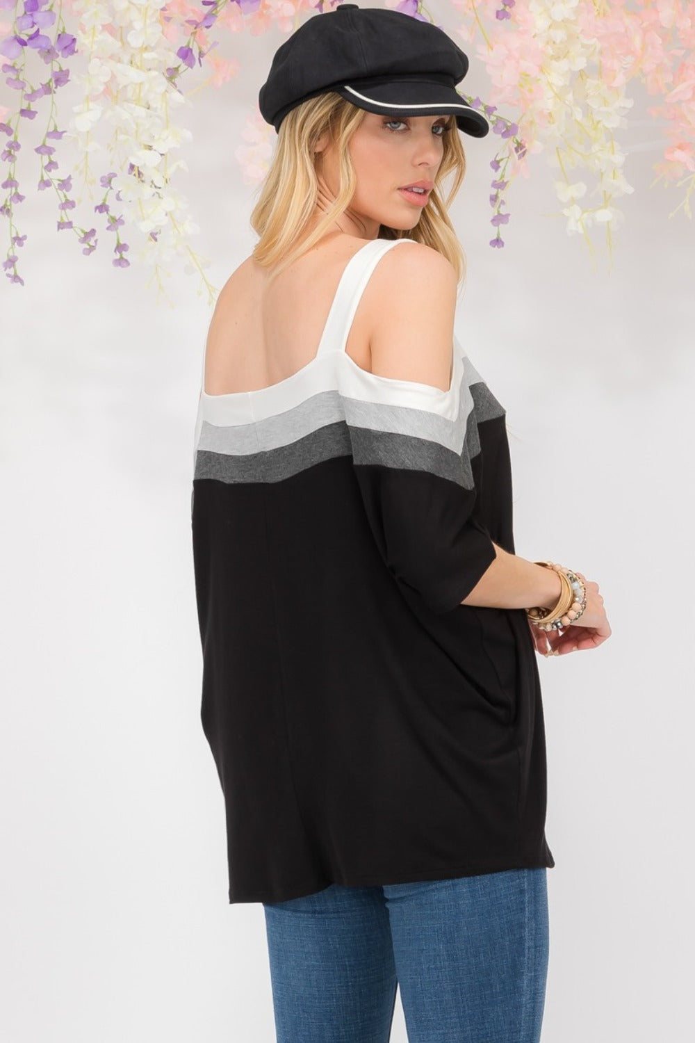 Big Flirt Cold Shoulder Top Trendsi