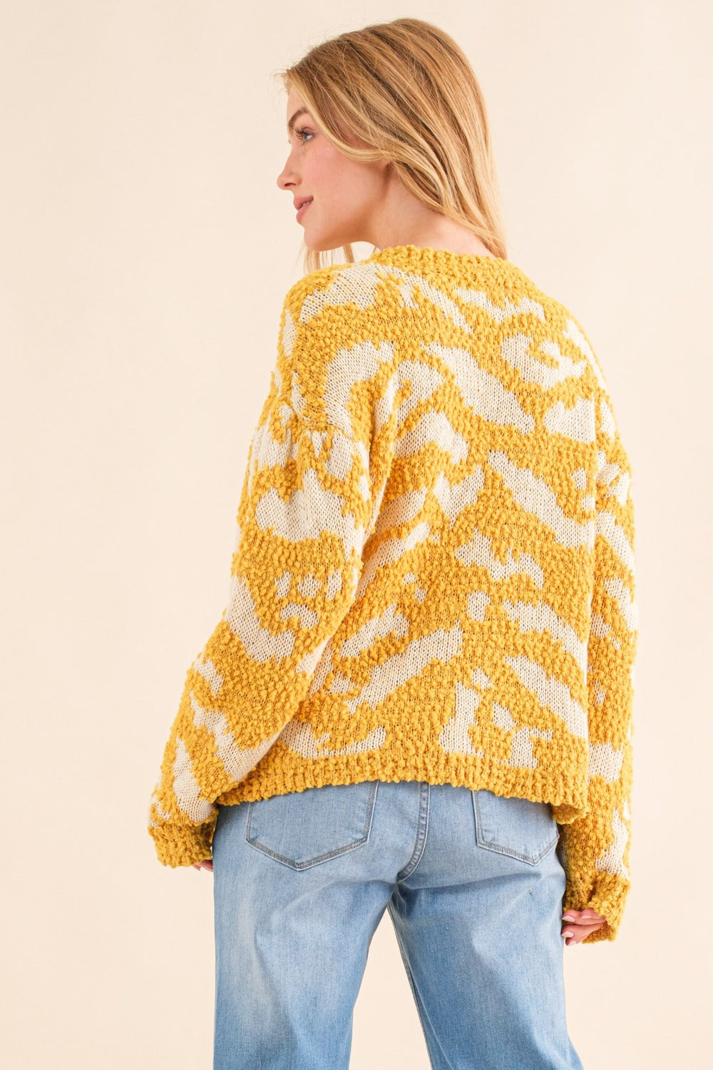 And The Why Full Size Textured Pattern Contrast Sweater Trendsi