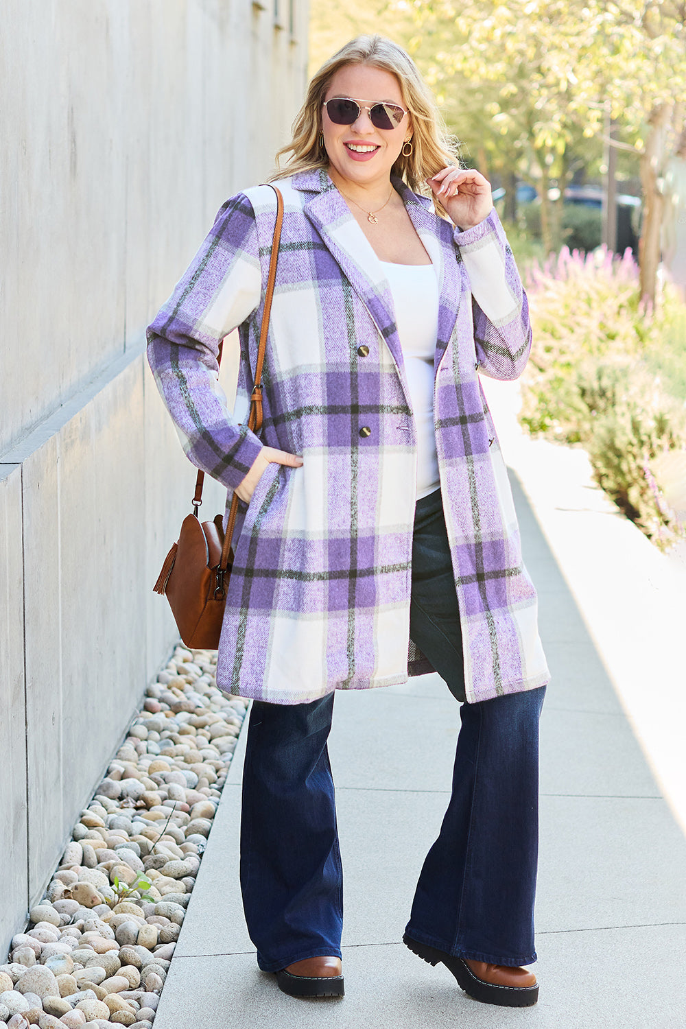 Falling In Love Plaid Jacket Trendsi