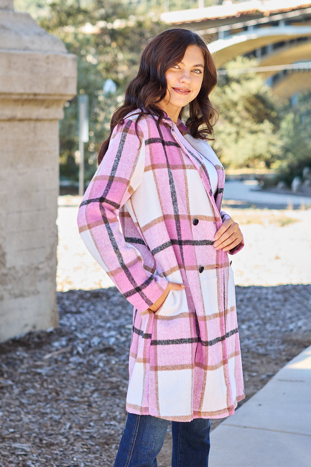 Falling In Love Plaid Jacket Trendsi