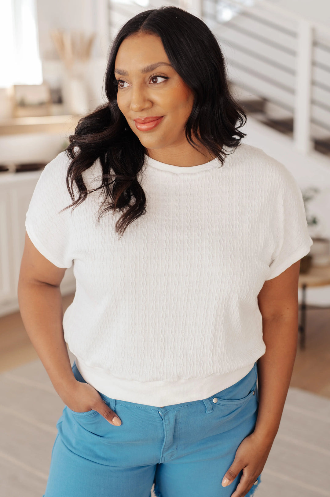 Clearly Classic Short Sleeve Top in White Ave Shops